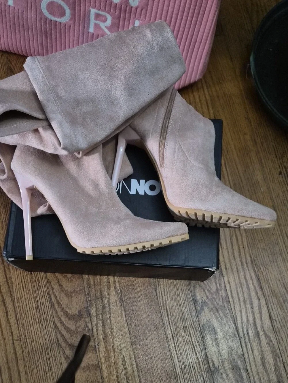 Fashion Nova nude suede